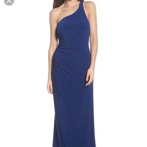 Adrianna Papell One-Shoulder Ruched Jersey Gown